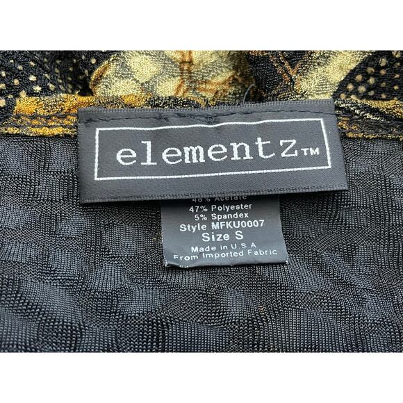 Vintage Elementz Blouse Lot of 2 Small Stretch Knit Abstract Metallic Gold Y2K - Picture 8 of 9